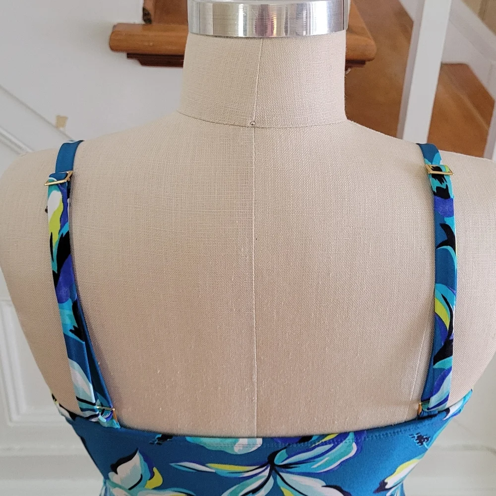 LA BLANCA Ocean Fiji Tropic One Piece Blue Bathing Suit Size 12 Brand New - Picture 5 of 10